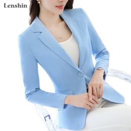 Lenshin Candy Colour Professional Business Jacket for Women Work Wear Office Lady Elegant Female Blazer Coat New Top 201114