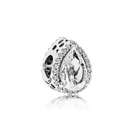 100% 925 Sterling Silver Shining Teardrop Charms Fit Original European Charm Bracelet Fashion Women Wedding Engagement Jewelry Accessories