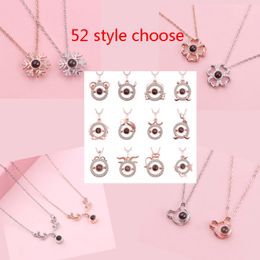 55 styles I Love You Necklace Pendants In 100 Languages Loves Memory Projection Pendant Necklace Party Gift HH9-3736