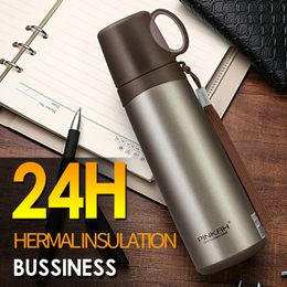 PINKAH 500ML Stainless steel Insulated thermal bottle Business Vacuum Flask Tea Cup With Lid Strainer Thermo mug 201029