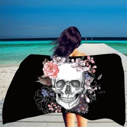 Skull Printing Rectangle Adult Beach Towel 150x75cm Microfiber Bath Towel Summer Hot Yoga Mat Beach Mat erkek plaj havlusu Y200429