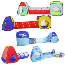 3 In 1 Children Indoor Outdoor Crawling Folding Game House Polka Dot Tunnel Shooting Marine Ball Pool Toys Kids Tent Gifts LJ200923