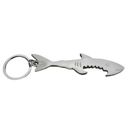 2022 new Metal 2 in 1 Keychain Bottle Opener Creative Shark Fish Key chain Beer Openers Keyring Ring Can Openers Alloy Shark Shape