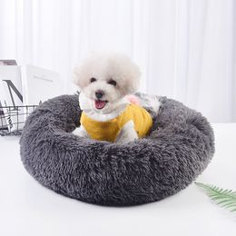 Soft Long Plush Bed For Dog Cat Winter Warm Dog Sofa House Mattress For Small Large Pet Dogs Fluffy Kennel Cushion Accessories 201126