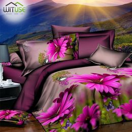 Komfortable Bettwäsche Set Luxus 3D Rose Bettwäsche-Sets Bettlaken Bettbezug Kissenbezug Cover Set Queen-Size-Bettdecke Ropa de Cama LJ201127