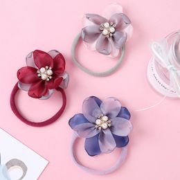 2020 Baby Headband Girls Hair Accessories Cotton Turban Flower Pearl Elastic Hairband Baby Princess Christmas Day Gifts hairband