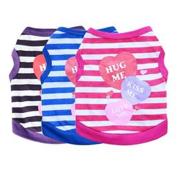 Small Dog Clothes Classic Striped Dog T Shirt KISS ME Letter Puppy Vest Breathable Dog Shirts Summer Pet Supplies 3 Colors YG994