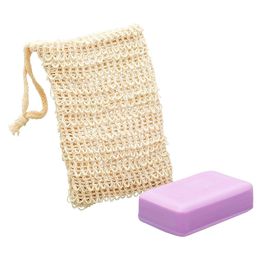 Natural Exfoliating Soap Bags Handmade Sisal Soap Bags Mesh Soap Saver Pouch Holder Bath Holder Bathroom Foaming Net 50 pcs