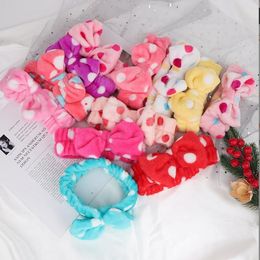 2022 Bath Hair Band Womens Coral Velvet Big Bow Polka Dot Stripe Headbands Wash Face Makeup SPA Shower Hair Turban