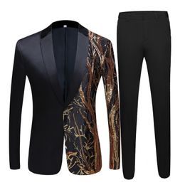 Men's black Sequin Party Blazer Slim Fit Wedding Party Suit Jackets High Quality singer high density sequined Blazer suits 201123