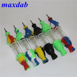 Smoking Nectar Bong Kits Wholesalel mutilcolor Silicone Collectors with Ti Nail oil Rig Titanium Tip smoking accessories