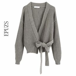 Sexy long sleeve knitted cardigan women vintage sweater casual cropped korean sweater streetwear winter tops 201029