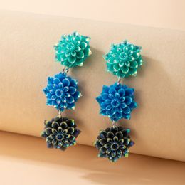 Dangle & Chandelier Colorful Acrylic Drop Earrings for Women Pretty Flowers Resin Dangle Earring Party Jewelry Accessories