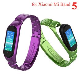 For Mi Band 5 Strap Metal Stainless Steel For Xiaomi Mi Band 5 Strap Compatible Bracelet Miband 5 Wristband Pulseira Mi band5 Correa