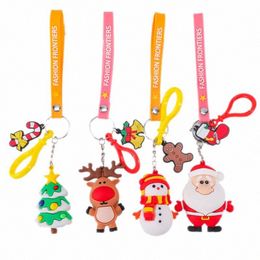 Handbag Pendant Santa Claus Keyring Deer Keychain Snowman Key Buckle Xmas Gift.