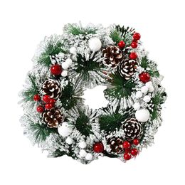 Christmas Decorations 13Inch Wreath With Bow Knot Round Ball Merry Front Door Hanging Garland For Wall Party Decoration