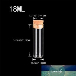 22x70mm 18ml Empty Glass Transparent Clear Bottles with Cork Stopper Glass Vials Jars Packaging Bottles Test Tube 100pcs/lot