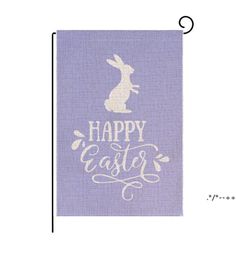 Happy Easter Bunny Garden Flag Double Sized 12.5 x 18 Inch Spring Rabbit House Flag Yard Outdoor Decoration Burlap RRE13158