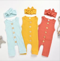 Summer Solid Rompers Newborn Infant Baby Girl Boy Outfit Kids Cotton Romper Jumpsuit Bebe Ropa Children Casual Clothes Set 201028