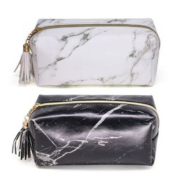 Fashion Women Girls Marble Zipper Tassel Purse Travel Makeup Cosmetic Bag Lady Toiletry Pencil Case Stationery Organiser New