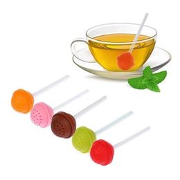 200pcs Lollipop Shape Tea Infuser Silicone Puer Tea Strainer Loose-Leaf Spice Flower Herbal Tea Philtre Slimming Gift