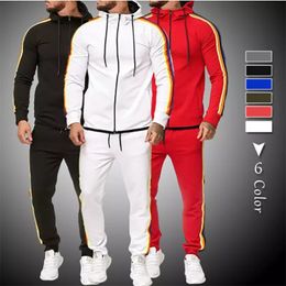 Fashion Men Tracksuit Set Autumn Hoodie and Sweatpants 2 Pieces Sweat Suit Set Mens Spring Sporting Clothing Jogger Outfit 201109