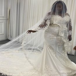 Real Image Luxury Mermaid Wedding Dresses Crystal Appliqued Lace Beads Bridal Gowns Arabic African Court Train Custom Made Vestidos De Novia