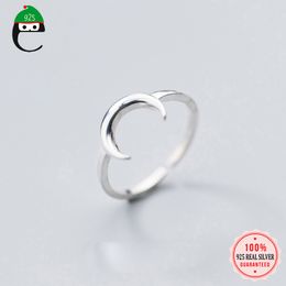 925 Solid Real Sterling Silver Moon Cocktail Ring Opening Sizable Girls Kids Xmas Gift ED153