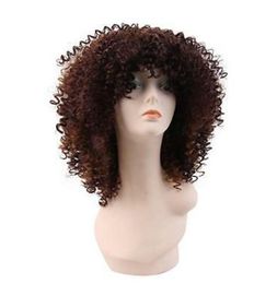 Womens Brown Synthetic Curly Wig Short Full Wigs Breathable and Washable