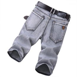 Men's Jeans 2022 Summer High-quality Cotton Stretch Straight Lightweight Denim Shorts Trendy Smoky Gray Thin Cropped Pants,032