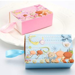 Gift Wrap Baby Boy Girl And Bear Printed Drawer Type Favor Boxes Shower Treat Box Candy Cookie1