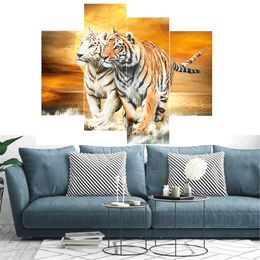 HUACAN Diamond Embroidery Sale Animal 4pcs Diamond Painting Tiger Full Square Pictures Of Rhinestone Mosaic Multi-picture 201202