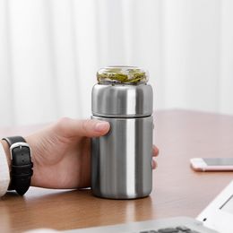 ONEISALL 280ml Stainless Steel Thermos Bottle Thermocup Tea Vaccum Flasks infuser bottle Thermal Mug With Tea Insufer For Office LJ201218