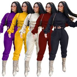 Plus size 3X 4X 5XL women bigger size two piece set fall winter black outfits long pullover hoodies+pants casual solid Colour tracksuits 4450