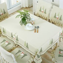 Dining Table Cover Set Nordic Rectangular Table Cloth Chair Covers Cushion Embroidery Tablecloth for Wedding Party Xmas T200707
