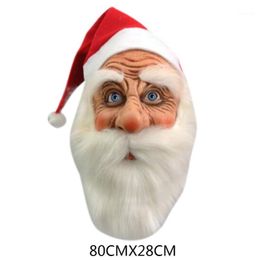 Party Masks Christmas Santa Claus Xmas Latex Mask Outdoor Ornamen Cute Costume Masquerade Wig Beard Dress Up 1