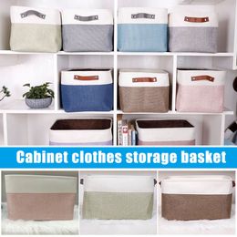 Cotton Linen Storage Baskets without Double Layer Double Handle Storage Box Clothes Toy YU-Home LJ201204