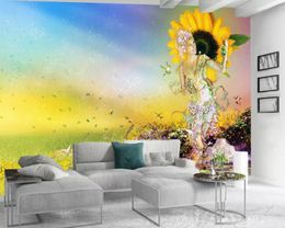 3d Mural Wallpaper 3d Wallpaper for Living Room Sexy Flower Fairy Digital Printing HD Decorative Beautiful Wallpaper