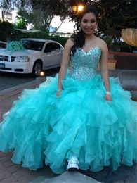 New Arrival In Stock Beading Sweetheart Floor Length Quinceanera Dresses 2021 Ball Gowns Girls Sweet 16 Masquerade Prom Dress