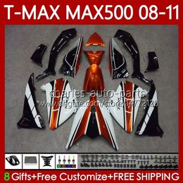 Body Kit For YAMAHA TMAX MAX 500 XP500 MAX-500 T 2008-2011 Bodywork 107No.100 TMAX-500 TMAX500 T-MAX500 2008 2009 2010 2011 MAX500 08 09 10 11 OEM Fairing Orange white