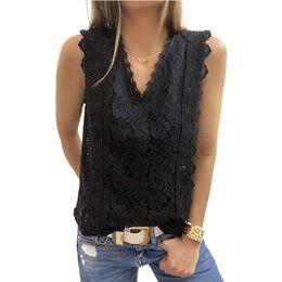 Women Lace Tanks Top Print Loose V Neck Tunic Camis Flowy Casual Vest Sleeveless Blouses Shirts