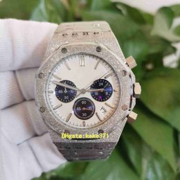 Excellent Quality men Watches 42mm 26331 Chronograph Frosted Gold 26331BC White Dial panda VK Quartz Stopwatch Working Mens Watch Men's Wristwatches