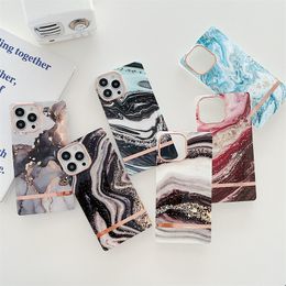 -Квадратные гальванические карстовые шаблоны Чехлы для телефонов для iPhone 13 12 Pro Max 11 Акварель IMD Soft TPU Мобильный корпус