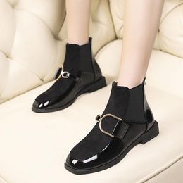 Cresfimix women cute black pu leather high quality short ankle boots lady casual spring & autumn boots botas a60271