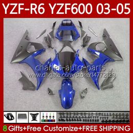 Motorcycle Body For YAMAHA YZF-R6 YZF600 YZF R 6 600 CC Blue black 03-05 Bodywork 95No.95 YZF R6 600CC YZFR6 03 04 05 Cowling YZF-600 2003 2004 2005 OEM Fairings Kit