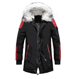 New Men's Winter Long Parkas Thick Hooded Fur Collar Coats Men Overcoats Casual Cotton Jackets Male Warm Outerwear Jackets 201126
