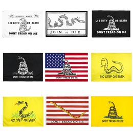 Gadsden Flag Freeshipping 9 Styles Direct factory wholesale 3x5Fts 90x150cm Don't Tread On Me Tea Party Rattle Snake Banner USA