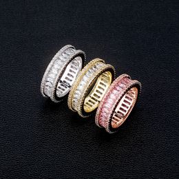 Bling Zircon Wedding Rings Jewelry for Men Women Hip Hop Finger Rings Vintage Brief Fashion 18k Gold Rhodium Plated Designer Band Ring Gift