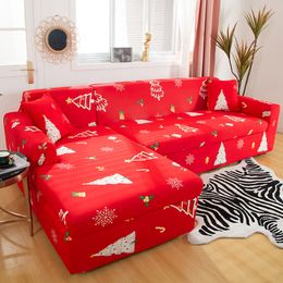 Christmas Style Slipcovers Sectional Elastic Stretch Sofa for Living Room Couch L shape Armchair Cover LJ201216