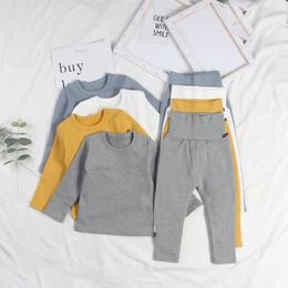 Baby Pajamas Sets Thickened Baby Boys Pyjamas High Waist Pants 2pcs Set Solid Toddler Girl Sleepwear Winter Home Clothes 5 Colors DW6311